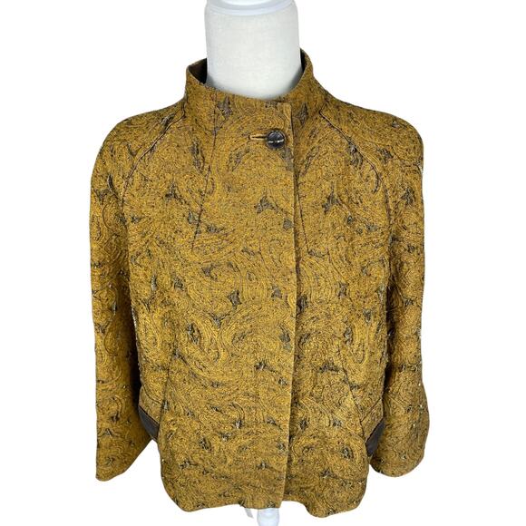 Rena Lange Silk Blend Brocade Paisley Swing Jacket Size Large Lagenlook Artsy - Picture 3 of 13